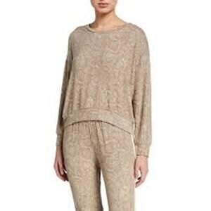 Sundry Women's Loungewear Snake Print Draped Soft Pullover Sweatshirt & Joggers